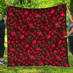 Red Rose Floral Flower Pattern Print Quilt