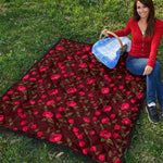 Red Rose Floral Flower Pattern Print Quilt