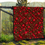 Red Rose Floral Flower Pattern Print Quilt