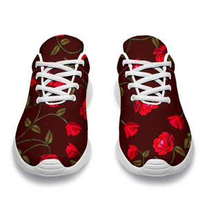 Red Rose Floral Flower Pattern Print Sport Shoes GearFrost