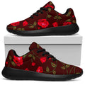 Red Rose Floral Flower Pattern Print Walking Shoes