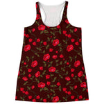 Red Rose Floral Flower Pattern Print Women's Racerback Tank Top