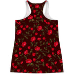 Red Rose Floral Flower Pattern Print Women's Racerback Tank Top