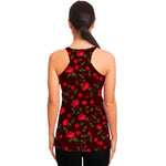 Red Rose Floral Flower Pattern Print Women's Racerback Tank Top