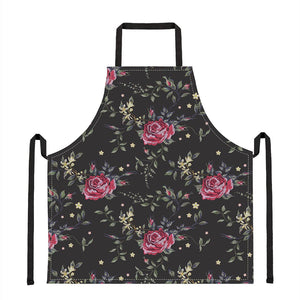 Red Rose Floral Pattern Print Apron