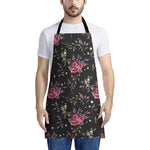 Red Rose Floral Pattern Print Apron