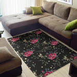 Red Rose Floral Pattern Print Area Rug GearFrost