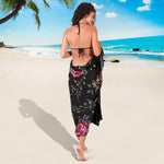 Red Rose Floral Pattern Print Beach Sarong Wrap