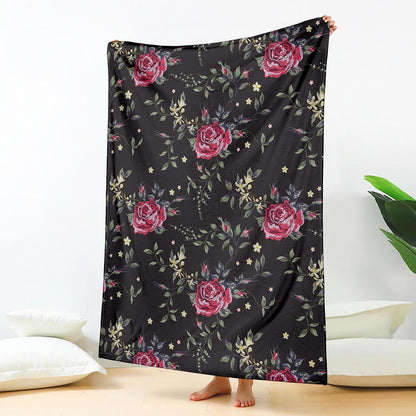 Red Rose Floral Pattern Print Blanket