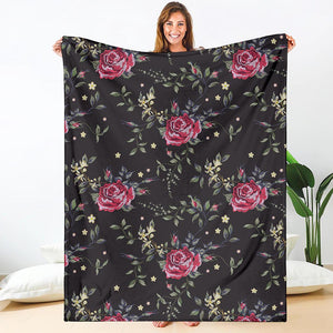 Red Rose Floral Pattern Print Blanket