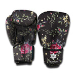 Red Rose Floral Pattern Print Boxing Gloves