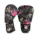 Red Rose Floral Pattern Print Boxing Gloves