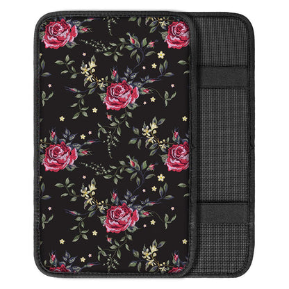 Red Rose Floral Pattern Print Car Center Console Cover