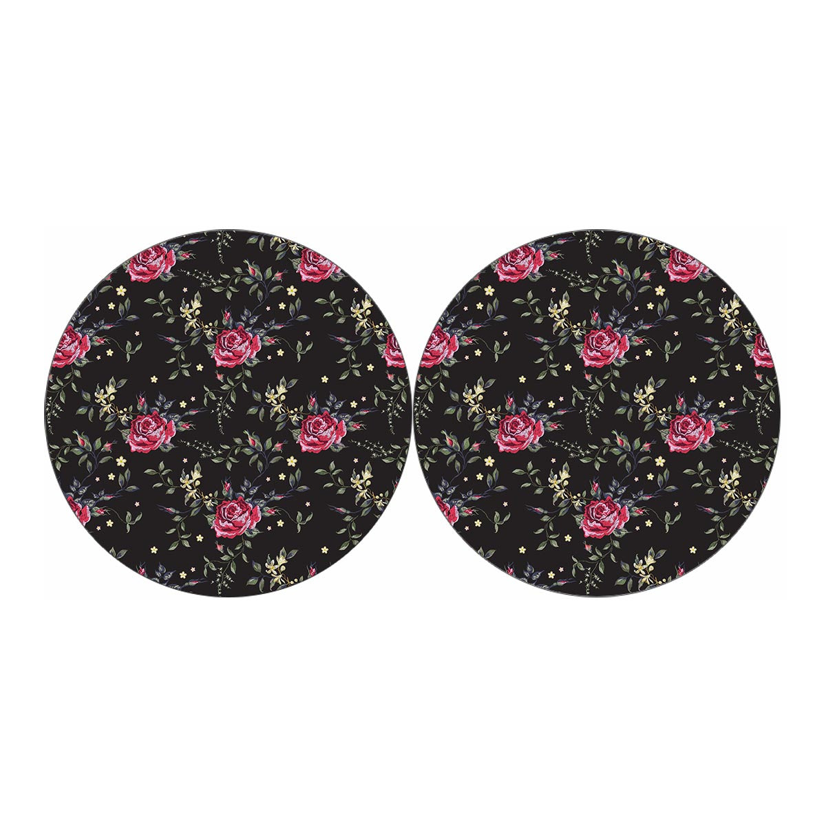 Red Rose Floral Pattern Print Car Coasters