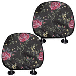 Red Rose Floral Pattern Print Car Headrest Covers