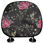 Red Rose Floral Pattern Print Car Headrest Covers