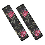 Red Rose Floral Pattern Print Car Seat Belt Covers