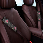 Red Rose Floral Pattern Print Car Seat Belt Covers