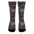 Red Rose Floral Pattern Print Crew Socks