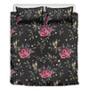 Red Rose Floral Pattern Print Duvet Cover Bedding Set