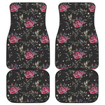 Red Rose Floral Pattern Print Front and Back Car Floor Mats