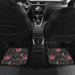 Red Rose Floral Pattern Print Front and Back Car Floor Mats