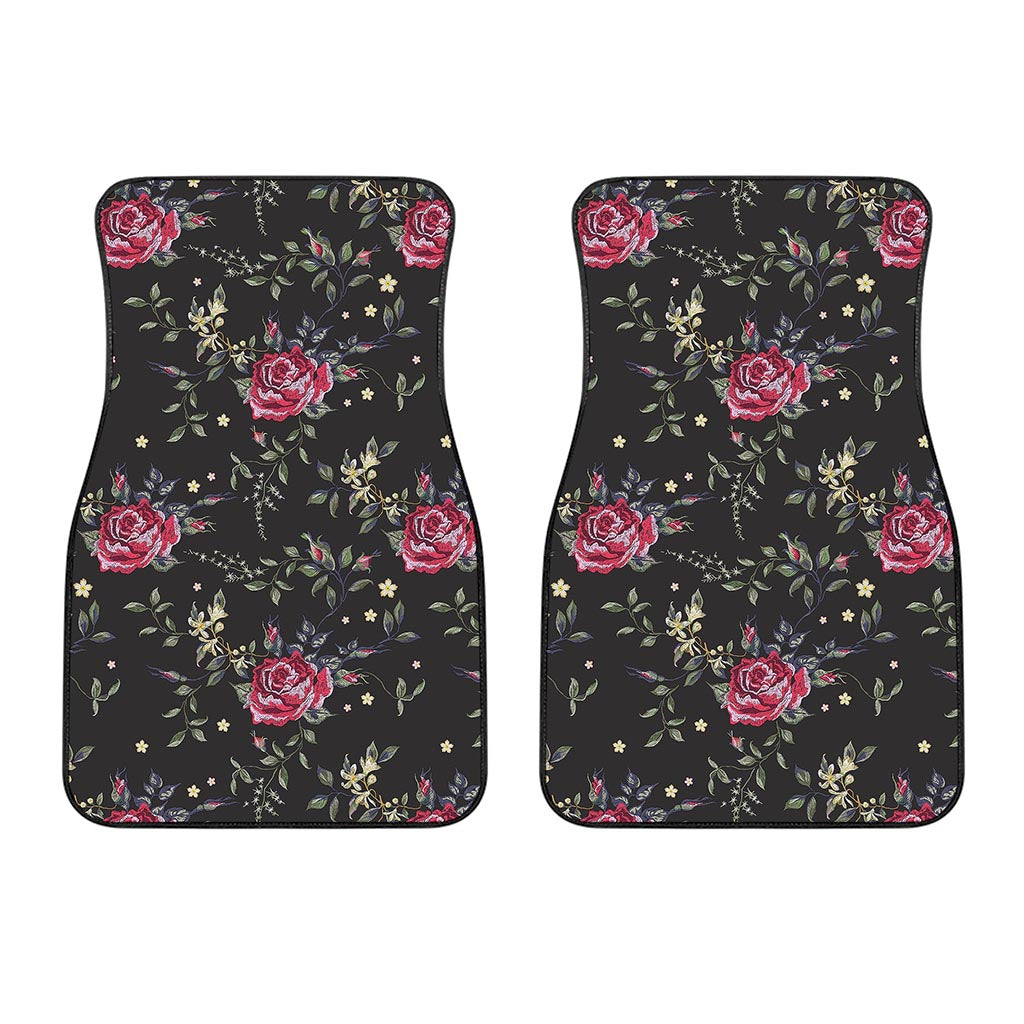 Red Rose Floral Pattern Print Front Car Floor Mats