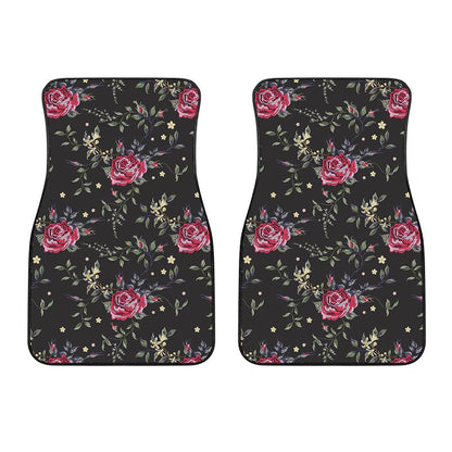 Red Rose Floral Pattern Print Front Car Floor Mats