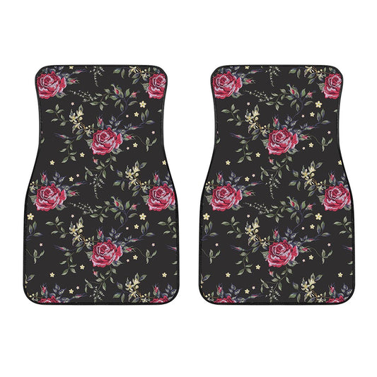 Red Rose Floral Pattern Print Front Car Floor Mats