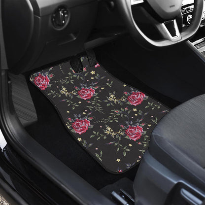 Red Rose Floral Pattern Print Front Car Floor Mats
