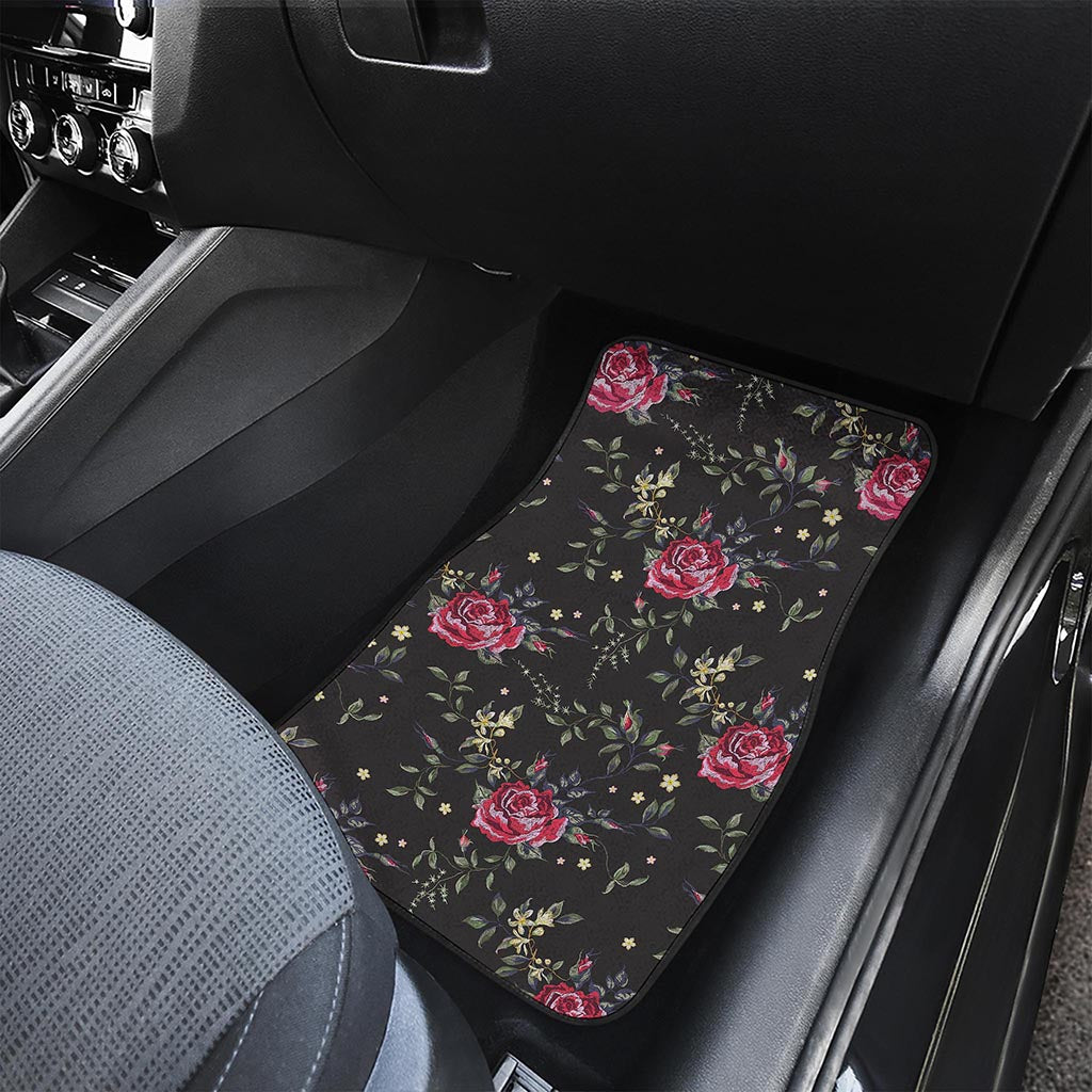 Red Rose Floral Pattern Print Front Car Floor Mats