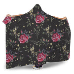 Red Rose Floral Pattern Print Hooded Blanket