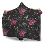 Red Rose Floral Pattern Print Hooded Blanket
