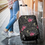 Red Rose Floral Pattern Print Luggage Cover GearFrost