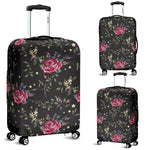 Red Rose Floral Pattern Print Luggage Cover GearFrost