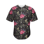 Red Rose Floral Pattern Print Men's Baseball Jersey