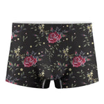 Red Rose Floral Pattern Print Men's Boxer Briefs