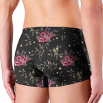 Red Rose Floral Pattern Print Men's Boxer Briefs