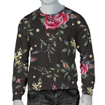 Red Rose Floral Pattern Print Men's Crewneck Sweatshirt GearFrost