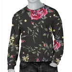 Red Rose Floral Pattern Print Men's Crewneck Sweatshirt GearFrost