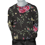 Red Rose Floral Pattern Print Men's Crewneck Sweatshirt GearFrost