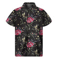 Red Rose Floral Pattern Print Men's Short Sleeve Shirt