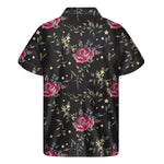 Red Rose Floral Pattern Print Men's Short Sleeve Shirt