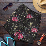 Red Rose Floral Pattern Print Men's Shorts