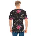 Red Rose Floral Pattern Print Men's T-Shirt