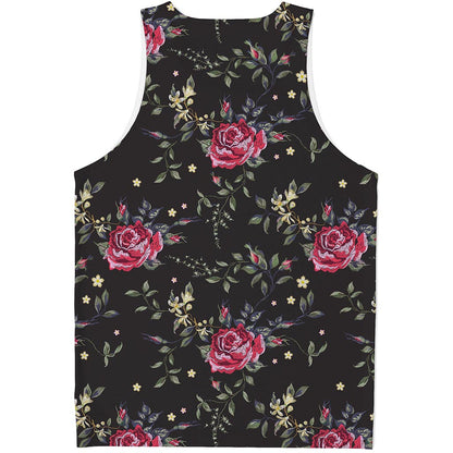 Red Rose Floral Pattern Print Men's Tank Top