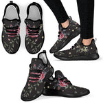 Red Rose Floral Pattern Print Mesh Knit Shoes GearFrost