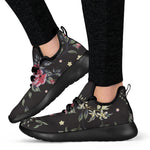 Red Rose Floral Pattern Print Mesh Knit Shoes GearFrost