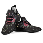 Red Rose Floral Pattern Print Mesh Knit Shoes GearFrost