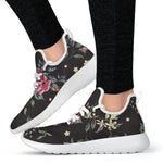 Red Rose Floral Pattern Print Mesh Knit Shoes GearFrost